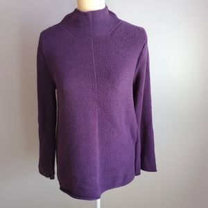 Oversized Mock Neck Tunic Sweater Purple Med